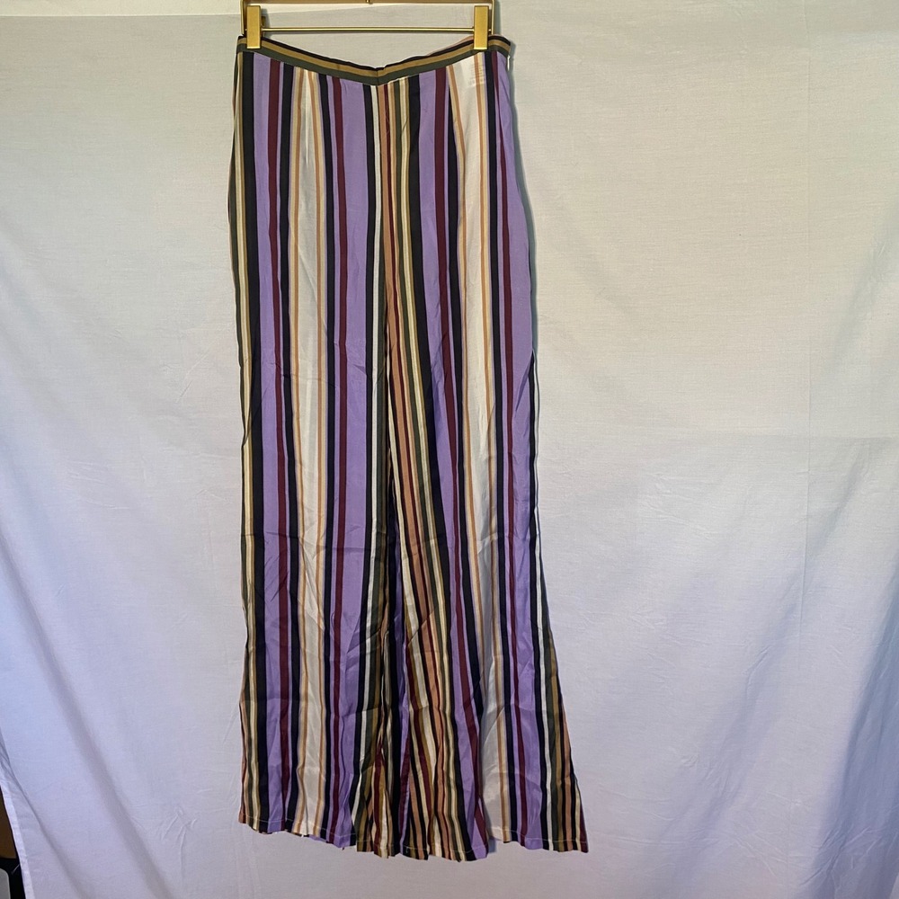 KAOS JEANS‎ Wide Leg Striped Pants Palazzo Italian Viscose Sz 8 US